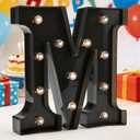 Decorative LED Illuminated Letter Marquee Sign - Alphabet Marquee Letters with Lights For Wedding Birthday Party Christmas Night Light Lamp Home Bar Decoration M, Black