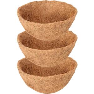 Legigo 3 Pack 14 Inch Hanging Basket Coco Liners Replacement, 100% Natural Round Coconut Coco Fiber Planter Basket Liners for Hanging Basket Flowers/Vegetables