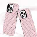 Jusy Compatible with MagSafe Polka Dot Case for iPhone 15, Cute Aesthetic Polka Dots Magnetic Phone Case, Soft TPU and Hard PC Protective Phone Cover for Women GirlsMatte - Pink
