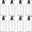 8 Pcs Plastic Pump Bottles Empty Lotion Bottle with Pump Refillable Dish Soap Dispenser Portable Hand Soap Dispenser Shampoo Lotion Container for Oil Liquid Soap(Clear,6 oz)