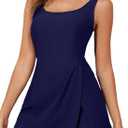 Aleumdr One Piece Swimdress Swimsuit for Women Tummy Control Split Swim Dress Skirt Bathing Suit with Pockets (Large, Navy Blue)