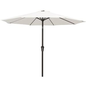 MEWAY 9ft Patio Umbrella Outdoor Table Umbrellas with Push Button Tilt and Crank, Market Umbrella 8 Sturdy Ribs for Deck, Garden, Pool and Backyard, Creamy-white