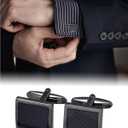 10Pcs Cufflinks for Men Classic Design Carbon Fiber Cufflinks Tuxedo Shirt Stud Set for Wedding Business Birthday Meeting Black Tone Cufflinks