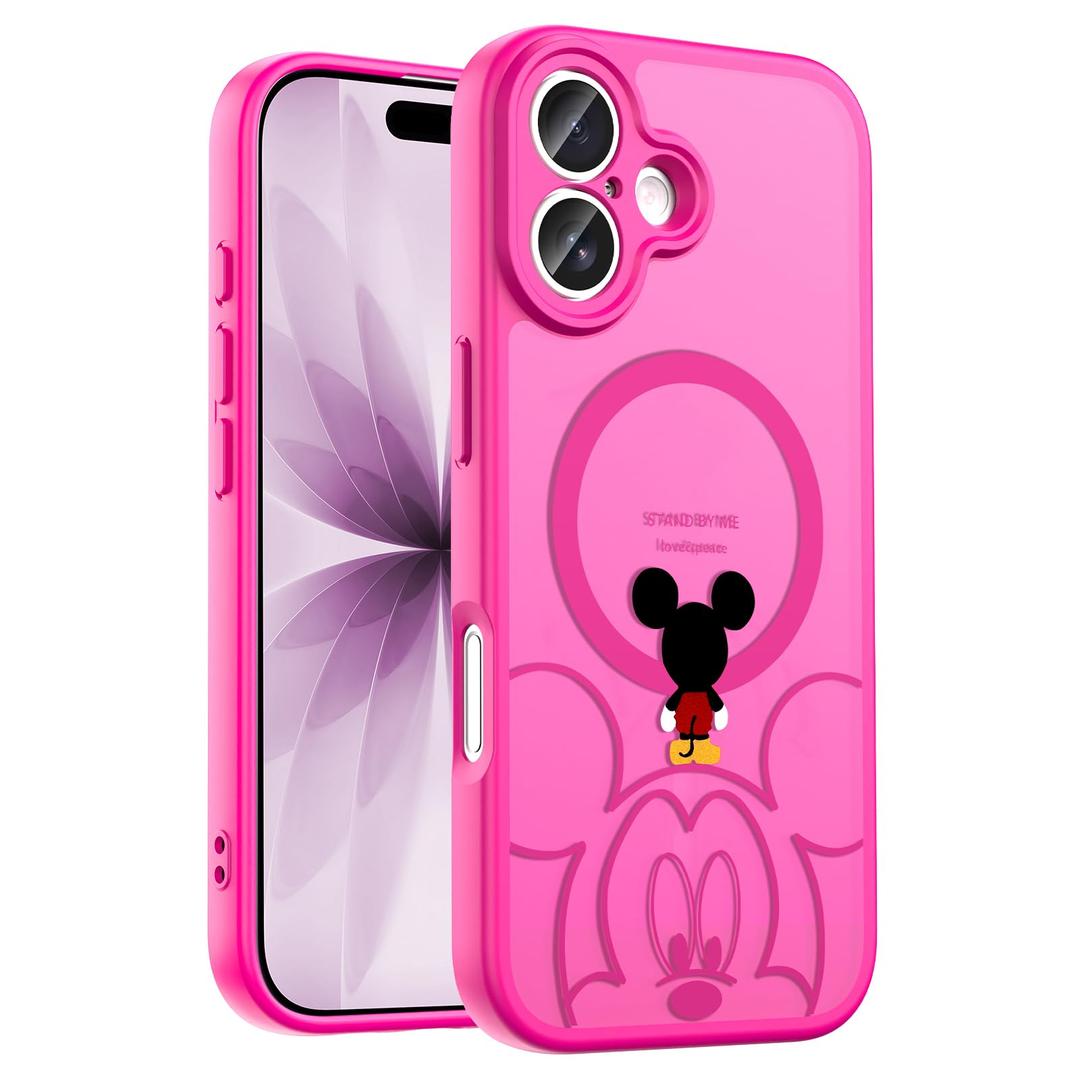 Lastma Case for iPhone 16 Plus [Compatible with MagSafe], Cute Design Magnetic Colorful [Translucent Matte] Soft Bumper Hard Back Protective Case with Camera Protection - Hot Pink