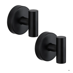 Suction Cup Hooks for Shower - Bathroom Reusable Hooks for Towels, Robes & Loofah - No-Drill Mounting on Kitchen, Walls, Metal, Glass, Mirrors, Tile & Smooth Non-Porous Surfaces Matte Black, 4 Pack