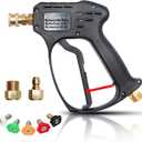 EDOU Direct Pressure Washer Short Gun Kit | 5,000 PSI Max Working Pressure | Includes: 3/8" Quick-Connect, 1/4" Quick-Connect M22-15 Hose Connector, 5 Spray nozzles (0/15/25/40/Soap)