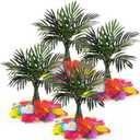 Hotop 104 Pcs Hawaiian Party Flower Centerpieces for Table Include 4 Artificial Palm Tree and 100 Hawaiian Hibiscus Tropical Faux Flowers Party Decorations Supplies Flowers for Hawaii Luau Theme Decor