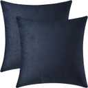 Mixhug Decorative Throw Pillow Covers, Velvet Cushion Covers, Solid Throw Pillow Cases for Couch and Bed Pillows, Midnight Blue, 20 x 20 Inches, Set of 2