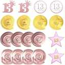 Rose Gold 13th Birthday Party Decors , Rose gold Glittery Happy 13th Birthday Banner,Poms,Sparkling Hanging Swirls Kit for 13th Birthday Party Supplies