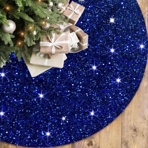 Christmas Tree Skirt 48 Inch, Blue Sequin Christmas Trees Skirt, Large Sparkle Xmas Tree Stand Base Used for Christmas Holiday Indoor Home Decoration
