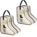 2 Pack Portable Boots Storage Bag, Beige Shoe Bags for Storage and Travel Dust Proof Travel Shoe Bags for Packing (Medium)