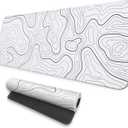 MAY FLOWER Large Gaming Mouse Pad, Full Keyboard Mat, Long Laptop Mousepad, Computer Mouse Mat for Home and Office, Anti-Slip Rubber Base, 31.5 x 11.8 Inches (Grey White Topographic Map)