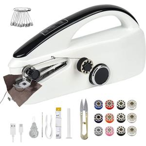 Handheld Sewing Machine for Beginners, Portable Mini Hand Sewing Machine for Quick Stitching, Electric Lightweight Easy to Use, Travel & DIY, Emergency Repairs for Clothes & Fabrics Black
