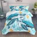 HOSIMA Sea Turtle Comforter Set,Coastal Beach Themed Bedroom Comforter Set Queen Size for Kids Teen Girls Boys Room Decor,Turtle Twin Bed in a Bag for Girls with 2 Pillowcases.