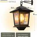 PASAMIC 2 Pack Solar Wall Lanterns with Replaceable Bulb, Outdoor Hanging Lights with 4 Solar Panels, Dusk to Dawn LED Outdoor Wall Sconce, Anti-Rust Waterproof Lanterns with Hooks,3000K Warm White