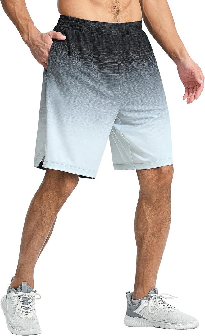EZRUN Men's 9" Quick Dry Basketball Workout Shorts with Zip Pockets
