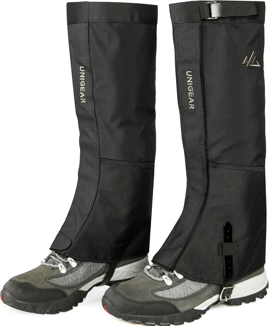 Unigear Leg Gaiters, 1000D Fabric Waterproof Boot Gaiters for Hiking Walking Climbing Hunting Skiing (Medium, Black)