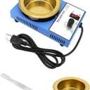 QWORK Solder Pot, 300W 110V, 100mm Soldering Bath Titanium Plate, Capacity 1500g 200-450c,Include Extra 100mm pot& Solder Paste Scraper for Welding and Soldering Bath