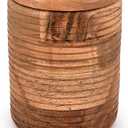 Kaizen Casa Food Jars & Canisters Acacia Wood round wooden storage jar with Lid for Sugar,Tea,Coffee,Snack,Spice,Herbs (4.5"X 4.5" X 6")