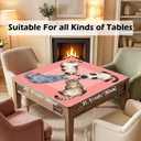 Funny Cute Cat Pink Mahjong Mat 31.5" x 31.5", Cat Lovers Mom Lady Gifts Non-Slip Noise Reduction Mahjong Table Cover Accessories for Dominoes Poker Card Board and Tile Games Gifts, 31.5" x 31.5" x 2mm