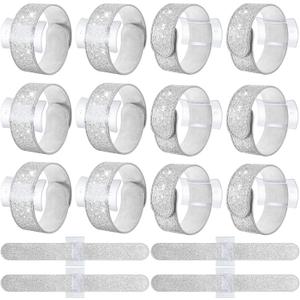 12 Pieces Corsage Wristlet Bracelets Slap Corsage Band Floral Slaplets Wedding Bracelets DIY Wrist Accessories Bridesmaid Bridal Shower Prom Party Supplies Homecoming(Silver)