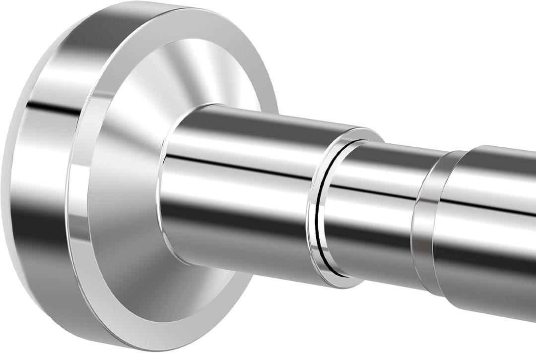 Bonpally Shower Curtain Rod, Adjustable 32-75 Inches Spring Tension Rod, Non-Slip No Drilling Stainless Steel Shower Rods for Bathroom Window Room Divider, Never Rust, Chrome