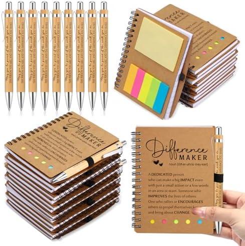 Jetec 20 Sets Employee Appreciation Gift Bulk Inspirational Spiral Notebook with Motivational Pen and Sticky Notepad Thank You Gifts for Volunteer Teacher Nurse Team Coworker (Difference Maker)