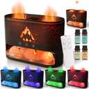 BOHOFAM Essential Oil Diffuser with Himalayan Salt lamp,Double Flame/Jellyfish 2 Mode Aroma Diffuser/Humidifier, Colorful Lights,4 * 10ML Hotel Collection Diffuser Oils Scents,for Home Bedroom(Black)