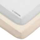 American Baby Company 2 Pack 100% Natural Cotton Fitted Crib Sheets 52" x 28" - Soft, Breathable, Hypoallergenic & Gentle Toddler Bed Sheets, Cream and White, Neutral for Boys & Girls