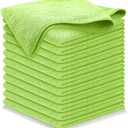 USANOOKS Microfiber Cleaning Cloth Light Green - 12 Pcs 12.5"x12.5" - High Performance - 1200 Washes, Ultra Absorbent Towels Weave Grime & Liquid for Streak-Free Mirror Shine - Car Washing Cloth