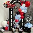 2 x Racing Party Decorations  10PCS Race Car Balloons Set with Red Car, Tires, Stars, Checkered Patterns & Number 2 Foil Balloon for 2nd Birthday Party Supplies