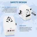 Aigostar 5-in-1 Universal Travel Adapter, GaN 45W Fast Charge International Plug Adapter with 2 Type-C & 2 USB-A Ports, Worldwide Power Adaptor Wall Charger for EU US UK AUS CHN JP Travel Business (White)