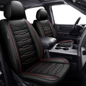 AOMSAZTO Car Seat Covers Full Set Fit for GMC Sierra:2013-2025,Leather Seat Covers for Trucks Waterproof Auto Seat Protector Vehicle Cushion Covers(5 Seat,Black&Red)