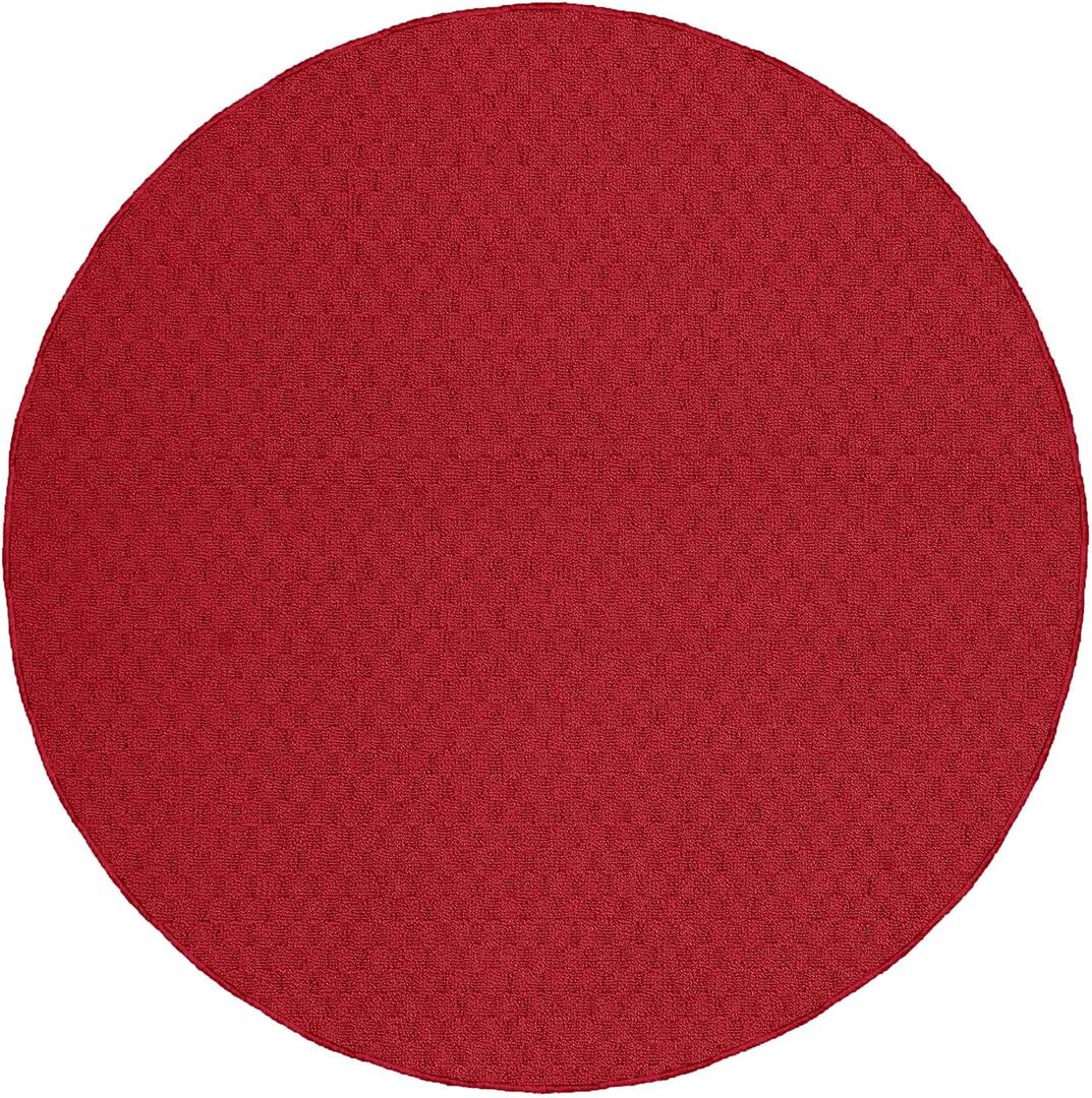 Garland Rug Town Square Chili Pepper Red 5' Round Non Slip Area Rug for Living Rooms & Hallways, Stylish & Durable for High-Traffic Areas
