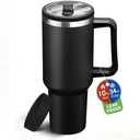 40 oz Water Bottle with Straw - Insulated Tumbler with Handle & Flip Straw | Cold-34H & Hot-10H, Leakproof Lid, Dishwasher Safe, Stainless Steel Coffee Mug, Travel Coffe Cup, for Office Gym Men Woman