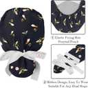 LORVIES 2 Pieces Adjustable Working Cap with Buttons and Ribbon Tie for Women Long Hair, Beautiful Bumblebee Bee (Black)