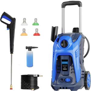 Electric Pressure Washer 4800PSI-Max 2.9GPM Pressure Washer with 25 Foot Hose, 16.4 Foot Power Cord, Soap Tank Car Wash Machine Yellow Ideal Cleaning for Patio (Blue)