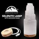 Himalayan Glow Selenite Crystal Lamp 20cm Large, Hand Curved Crystal Lamp with (ETL Certified) Wooden Base & USB Charging Cable for Home Décor - White