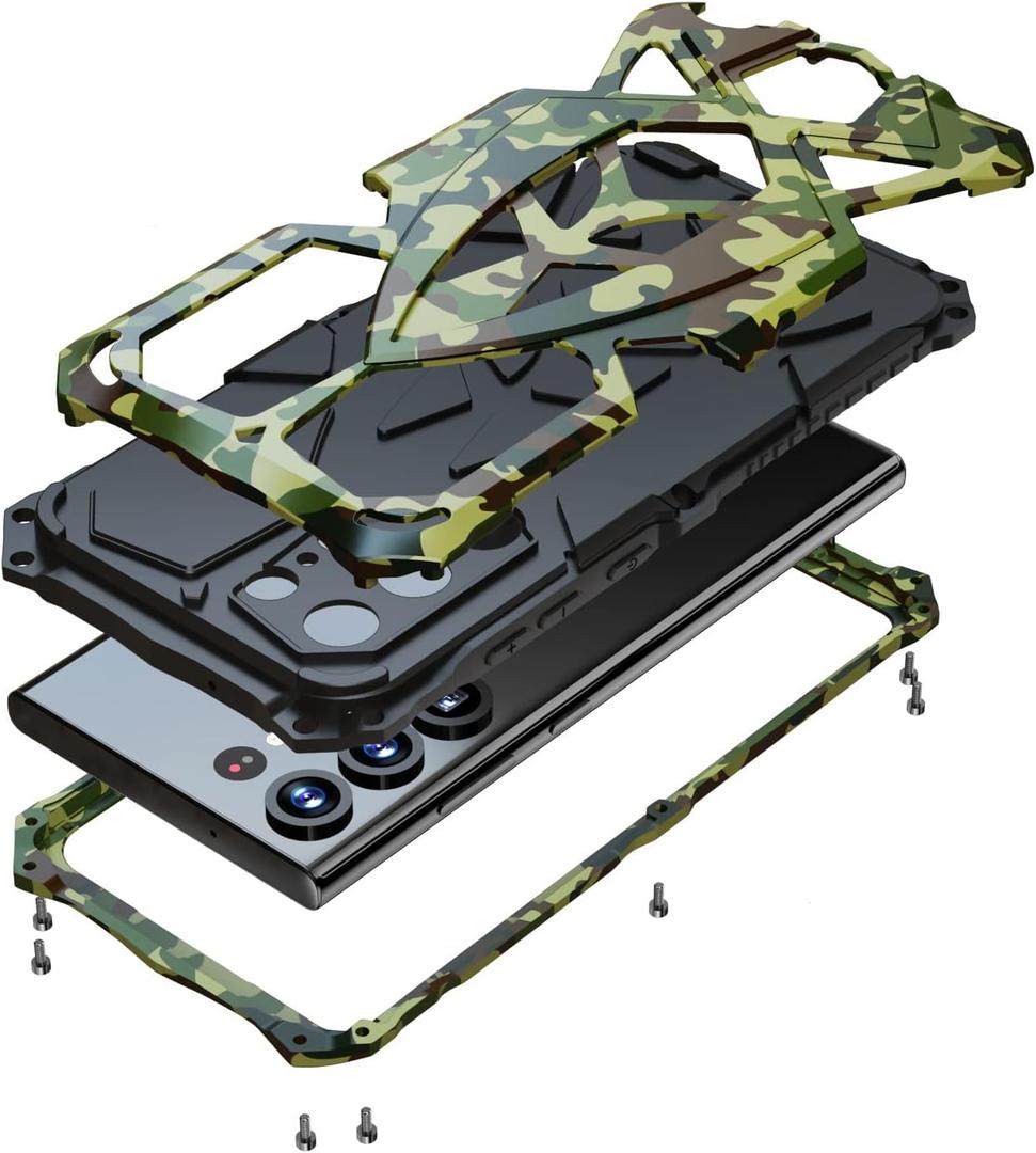Lunivop for Samsung Galaxy S25 Ultra Case 6.9 '' Metal Hard Phone Case Cover Case para Screw with Camera Protection Heavy Duty metalicas Military Grade Camouflage