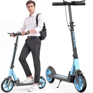TaroKitc Kick Scooter for Kids 8-12, Teens & Adults | 240 LBS Max Load, Hand Brake & Bell, Lightweight, Foldable 8-Inch Big Wheel Scooter with 4 Adjustable Height Levels | Park Rides & Commuting