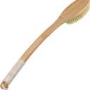 OWIIZI Back Scrubber Brush for Shower,Curved Extra Long Handle Bamboo Stiff Bristle Body Brush for Exfoliating,Natural Agave Stiff Sisal Shower Scrubber for Back Use Wet or Dry-17.9inches