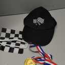 Race Car Driver Costume Boys Racer Jumpsuit With Car Cap Kids Dress Up for Halloween (M(for height 50"-53"), Black)