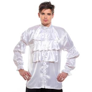 ThePirateDressing Ruffled Puffy Pirate Shirt for Men  Seinfeld Costume Top  Renaissance, Medieval, Bard, Gypsy, Cosplay (X-Large, White)