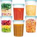 Vtopmart 6 Pack 32oz Freezer Storage Containers, Soup Container with Airtight Lids, Reusable Plastic Meal Prep Container, Deli Containers for Lunch, Salad, Leftover, Oats, Microwave/Dishwasher Safe