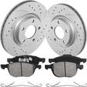 funire Front Brake Pads And Rotors Kit Compatible With 2004-2013 Mazda 3, 2012-2015 Mazda 5, 31363 D1044-7947 Automotive Replacement Brake Kits Geomet Drilled And Slotted Rotors 300mm (11.8in)