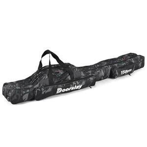 Doorslay Fishing Rod Case - Three Layer Oxford Portable Folding Pole Bag, Waterproof Tackle Storage, Travel Bags for Camping, Hiking