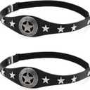 5 x 2PCs Punk Faux Leather Retro Stars Leg Garter, Elastic Rock Thigh Garters Belt for Women Parties, Black