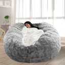 Bean Bag Chair for Adults Kids No Filling Comfy Giant Living Room Chairs Giant Bean Bag Cover for Stuffed Animal Storage, 5FT, Grey