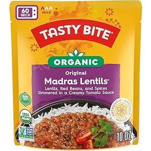 Tasty Bite Organic Madras Lentils, 10 Ounce, Pack of 6, Ready to Eat, Microwavable Entree, Vegetarian, BB Date 31 2027