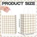 Kolldenn 24 Pcs Gingham Party Supplies Beige and White Gift Bags 8.27 x 6.3 x 3.15 Inch Kraft Paper Checkered Plaid Candy Goodie Party Favors Bags for Easter Picnic BBQ Birthday Baby Shower Wedding